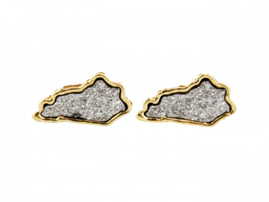 Gray Glitter Kentucky State Map Post Earrings