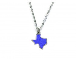 Blue Glitter Texas State Map Silver Necklace