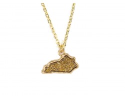 Gold Glitter Kentucky State Map Necklace