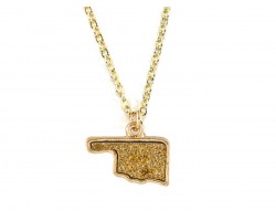Gold Glitter Oklahoma State Map Necklace