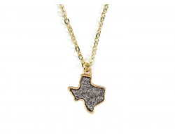 Gray Glitter Texas State Map Necklace