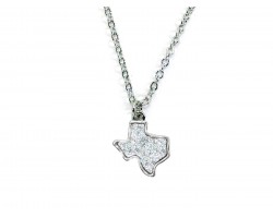 Silver Glitter Texas State Map Necklace