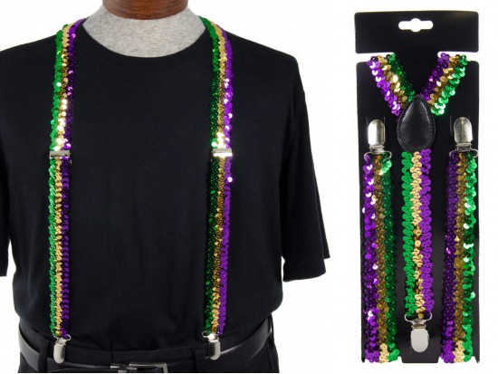 Mardi Gras Sequin Suspenders