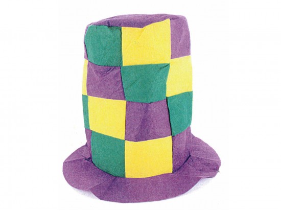 Mardi Gras Checker Tall Top Hat
