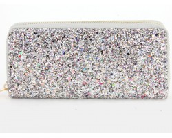 Multi Silver Glitter Zipper Wallet