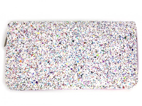 Multi White Glitter Zipper Wallet