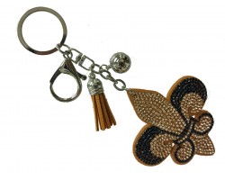 Black Gold Fleur De Lis Crystal Puffy Keychain