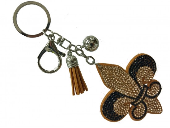 Black Gold Fleur De Lis Crystal Puffy Keychain Black Gold Fleur De Lis Crystal Puffy Keychain