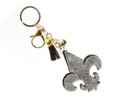 Clear Fleur De Lis Crystal Tassel Key Chain