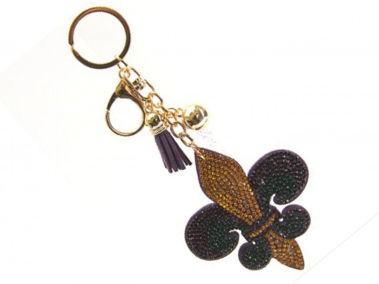 Mardi Gras Fleur De Lis Crystal Tassel Key Chain Mardi Gras Fleur De Lis Crystal Tassel Key Chain