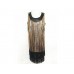 Black Gold Sequin Fringed Oblong Scarf