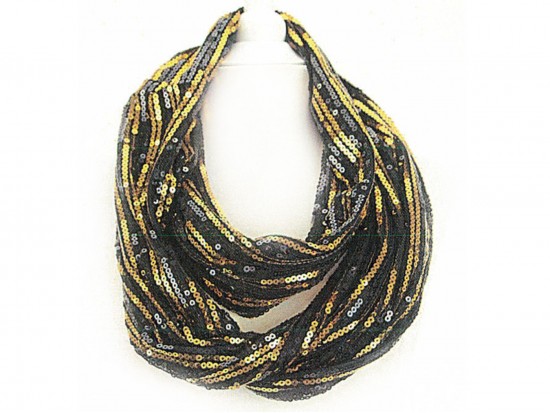Black Gold Sequin Infinity Scarf