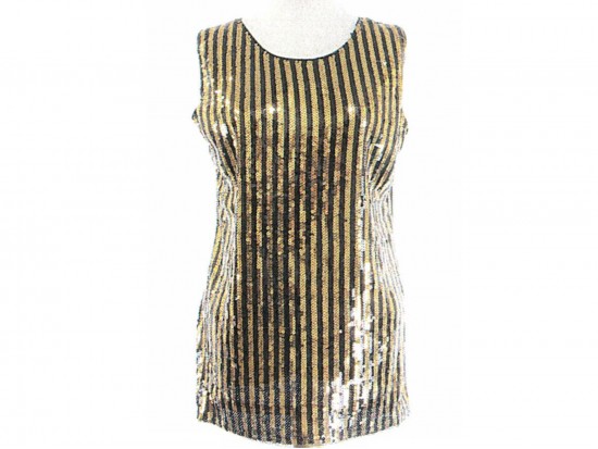 Black Gold Stripe Pattern Sequin Top Black Gold Stripe Pattern Sequin Top