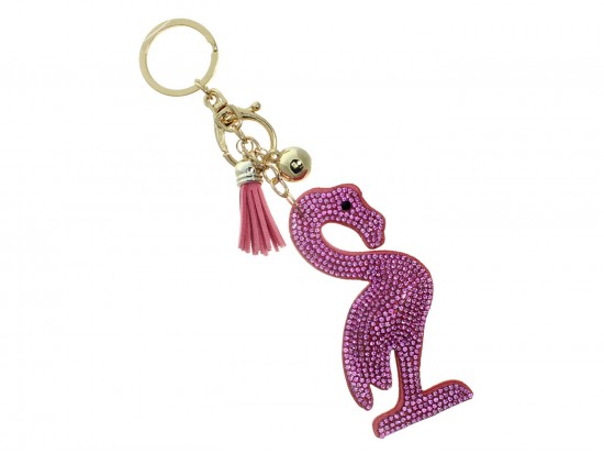 Pink Flamingo Tassel Puffy Keychain Pink Flamingo Tassel Puffy Keychain