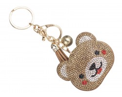 Brown Bear Crystal Tassel Key Chain