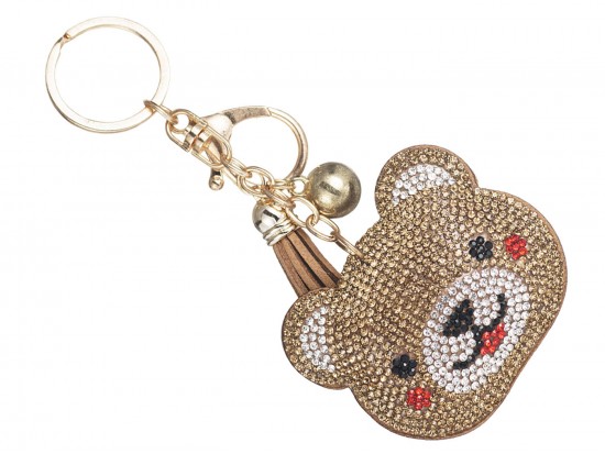 Brown Bear Crystal Tassel Key Chain