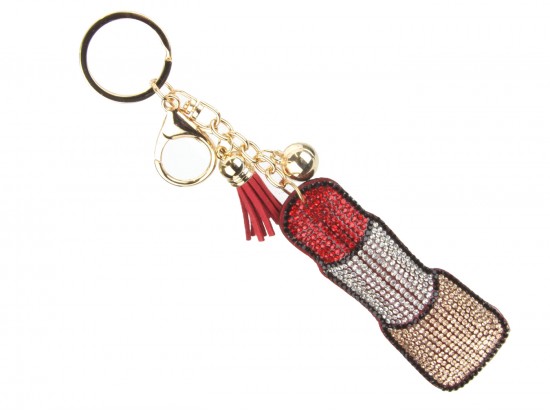 Red Lip Stick Tassel Key Chain