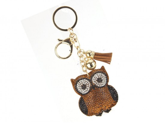 Brown Owl Crystal Tassel Puffy Keychain Brown Owl Crystal Tassel Puffy Keychain