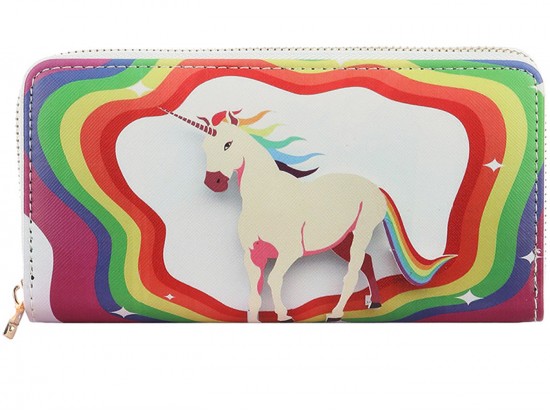 Multi Rainbow Unicon Zipper Wallet