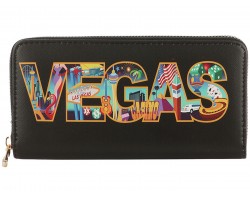 Black Multi VEGAS Zipper Wallet