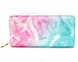 Pink Marble Print Zipper Wallet