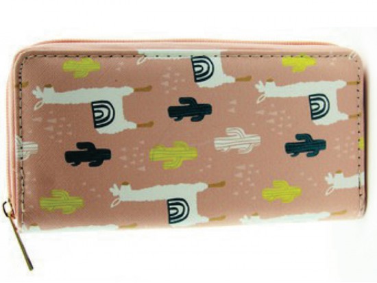 Multi Llama Cacti Pattern Vinyl Zipper Wallet Multi Llama Cacti Pattern Vinyl Zipper Wallet