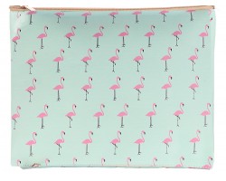 Pink Flamingo Pattern Zipper Makeup Bag