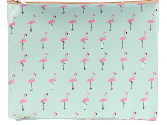 Pink Flamingo Pattern Zipper Makeup Bag