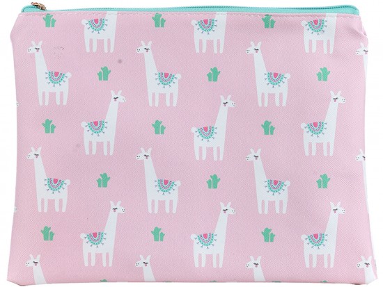 Multi Llama Pattern Zipper Makeup Bag