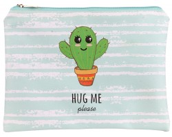 Green Hug Me Please Cactus Zipper Makeup Bag