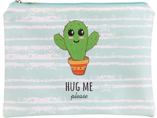Green Hug Me Please Cactus Zipper Makeup Bag Green Hug Me Please Cactus Zipper Makeup Bag