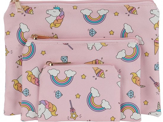 Multi Unicorn Rainbow Pattern Makeup Bag 