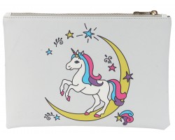 Multi Unicorn Moon Zipper Makeup Bag