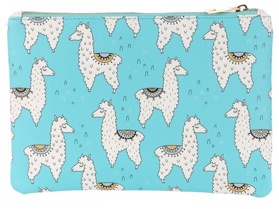 Multi Llama Pattern Zipper Makeup Bag
