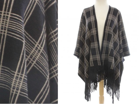 Black Plaid Pattern Fridge Poncho