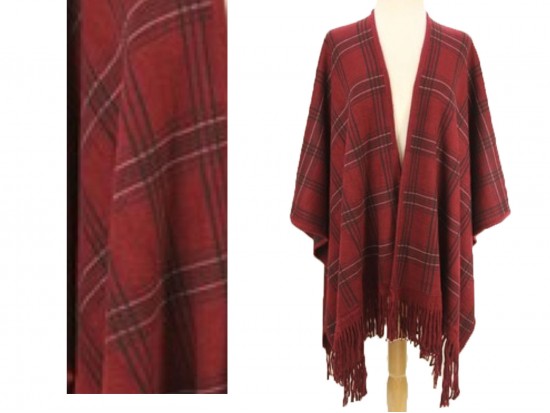 Maroon Plaid Pattern Fridge Poncho