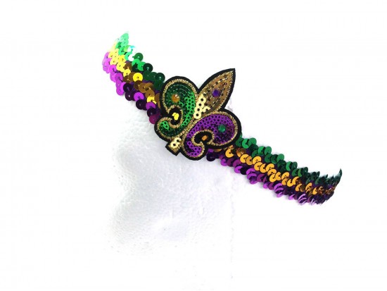 Mardi Gras Crystal Fleur De Lis Sequin Headband Mardi Gras Crystal Fleur De Lis Sequin Headband