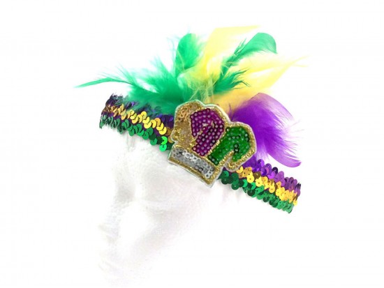 Mardi Gras Sequin Jester Hat  Feather Headband