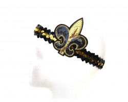 Black Gold Sequin Fleur De Lis Headband Black Gold Sequin Fleur De Lis Headband