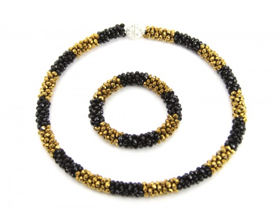Black Gold Crystal Mag Necklace Bracelet Set