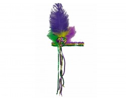 Mardi Gras Feather Long Sequin Stretch Headband