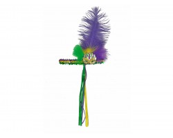 Mardi Gras Feather Long Sequin Stretch Headband.