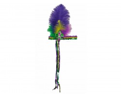 Mardi Gras Feather Long Sequin Stretch Headband.