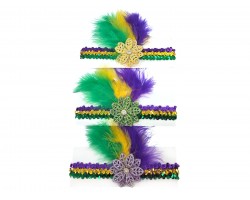 Mardi Gras Flower Feather Sequin Headband Assorted