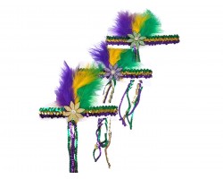 Mardi Gras Flower Feather Sequin Tassel Headband Assorted