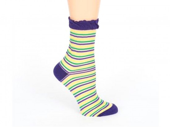 Mardi Gras Thin Stripe Short Socks