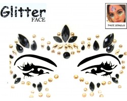 Black Gold Crystal Stick on Face Jewels