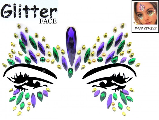 Mardi Gras Crystal Stick on Face Jewels