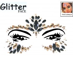 Black Gold Crystal Stick on Face Jewels