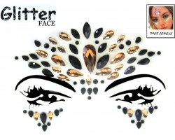 Black Gold Crystal Stick on Face Jewels